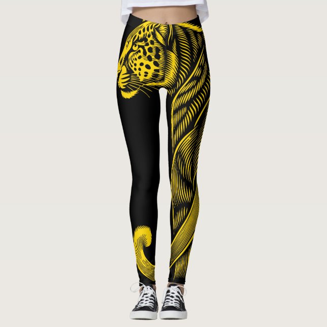 Pretty Trendy Leopard Print Gold Leggings (Front)