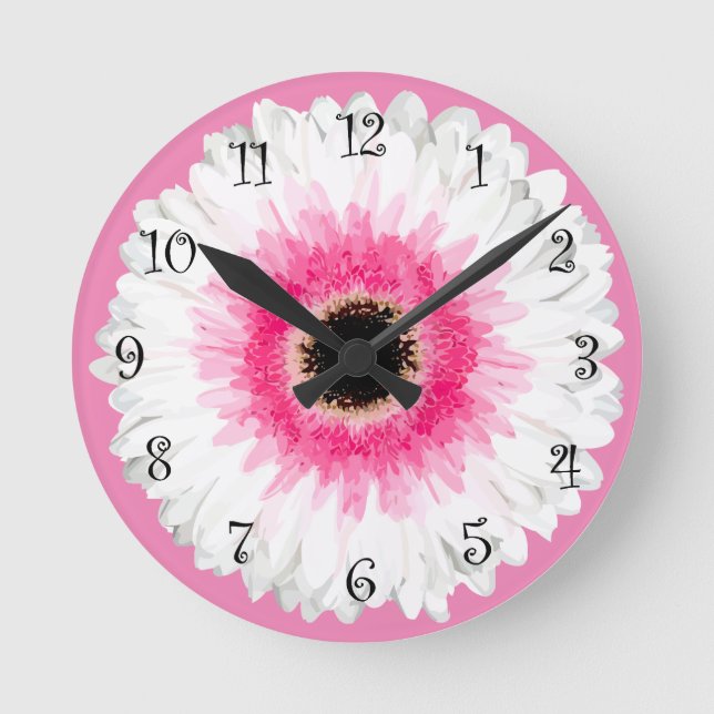 Pretty Trendy Pink Flower Wall Decor clocks (Front)