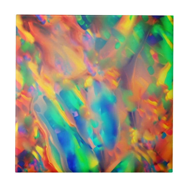 Pretty Trendy Unique faux holographic opal Tile (Front)