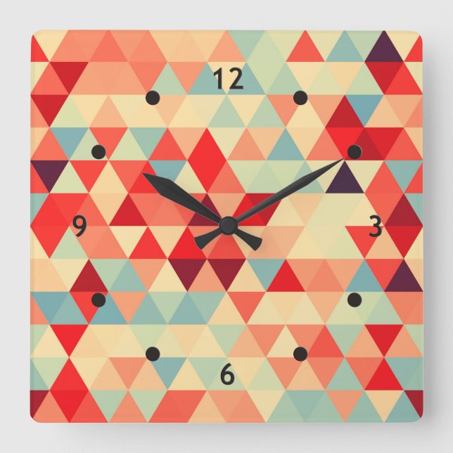 Pretty Triangle pattern II + your ideas Square Wall Clock (Front)