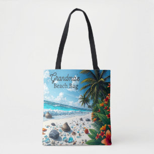 Pretty Tropical Beach Scene Coastal Personalised Tote Bag