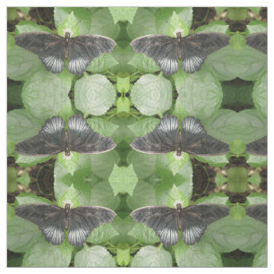 Pretty Tropical Butterfly and Flowers Patterned Fabric