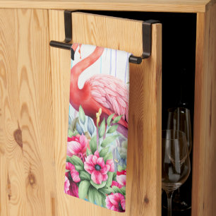Pretty Tropical Flamingo Tea Towel