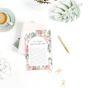 Pretty Tropical Floral Greenery   Monogram Post-it Notes