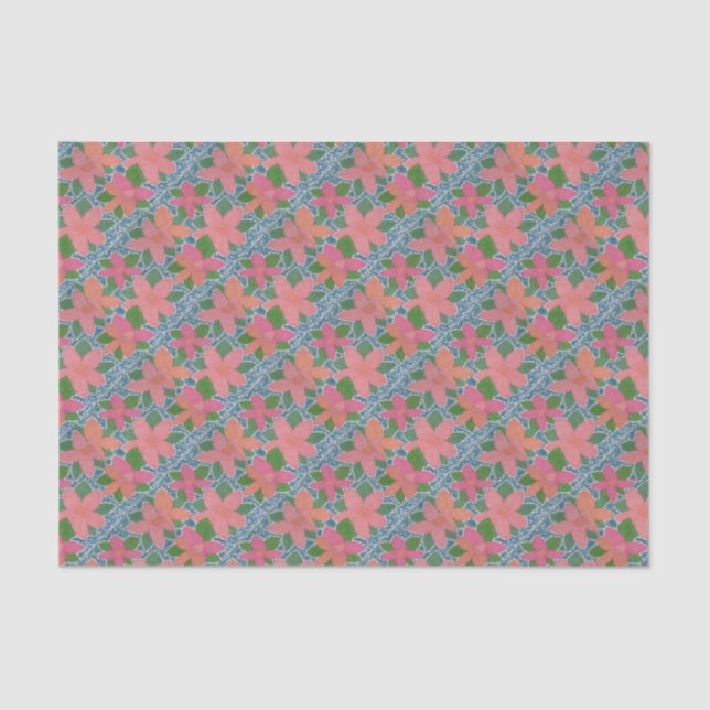 Pretty Tropical Flower Painted Pattern Tissue Paper (Front)