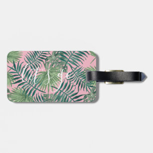 Pretty Tropical Leaf Let's Go Quote   luggage tag