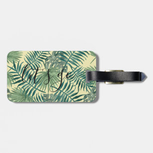 Pretty Tropical Leaf Let's Go Quote luggage tag