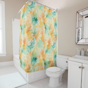 Pretty Tropical Teal Orange Cream  Shower Curtain