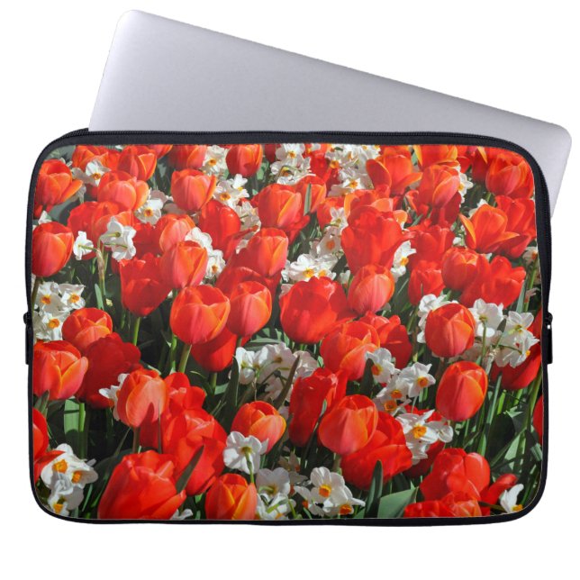 Pretty tulips and daffodils laptop sleeve (Front)