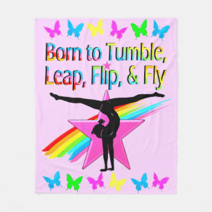 PRETTY TUMBLING GYMNAST GIRL FLEECE BLANKET