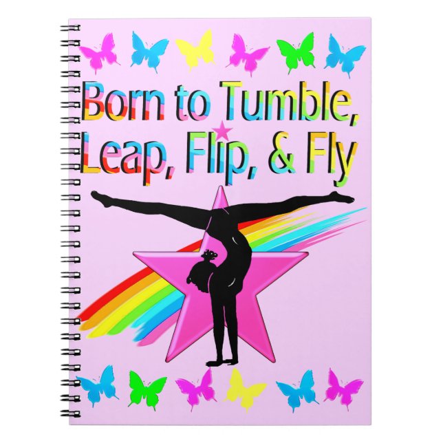 PRETTY TUMBLING GYMNAST GIRL SPIRAL NOTEBOOK (Front)