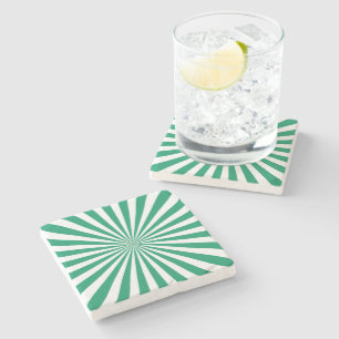 Pretty turquoise and white Sunshine Geometric art Stone Coaster
