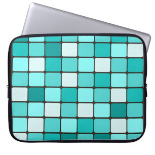 Pretty Turquoise Aqua Teal Mosaic Tile Pattern Laptop Sleeve