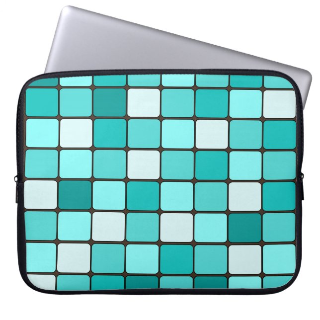 Pretty Turquoise Aqua Teal Mosaic Tile Pattern Laptop Sleeve (Front)
