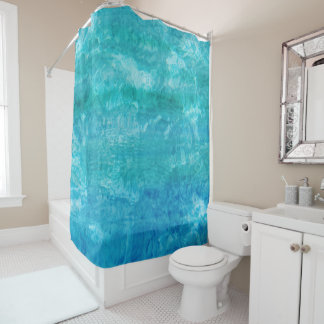 Pretty Turquoise Blue Water Pattern Shower Curtain
