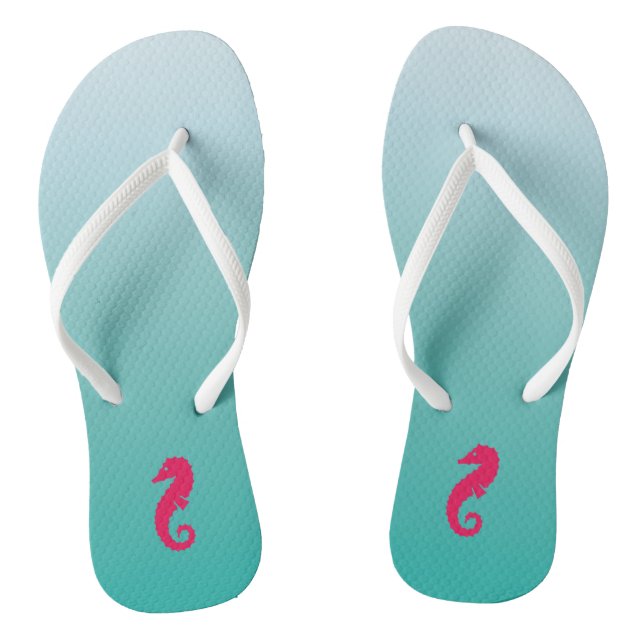 Pretty Turquoise Ombre Seahorse Jandals (Footbed)