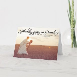 Pretty Typography Photo Wedding Thank You Card