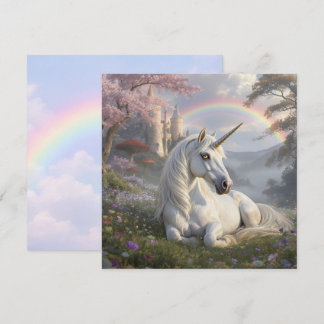 Pretty Unicorn, Castle and Rainbow  Card