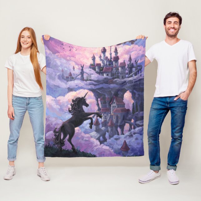 Pretty Unicorn Castle Fleece Blanket (In Situ)