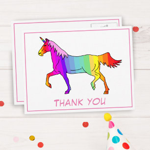 Pretty Unicorn Colourful Thank you Postcard