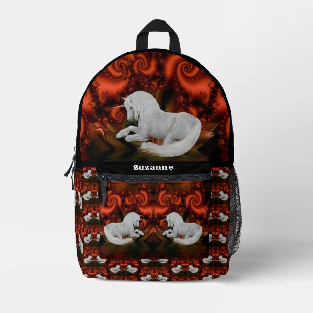 Pretty Unicorn Horse Personalised Printed Backpack (Front)