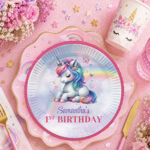 Pretty Unicorn Pastel Magical Girl Birthday Plates
