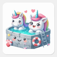 Pretty Unicorn Pool Party Stickers
