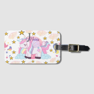 Pretty Unicorn Rainbow Stars Magical Personalised Luggage Tag