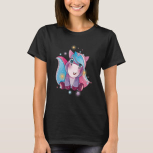 Pretty Unicorn Watercolor Blue Pegasus Mythical Un T-Shirt