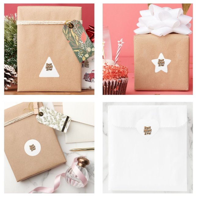 Pretty Unique Typography Best Mum Ever Triangle Sticker (Pretty Unique Typography Best Mom Ever Stickers)