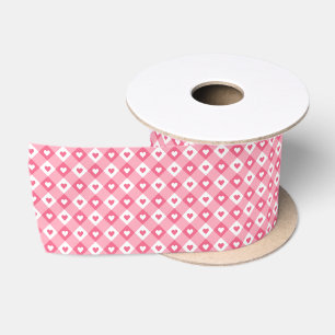 Pretty Valentines  Pink Heart  Pattern  Satin Ribbon