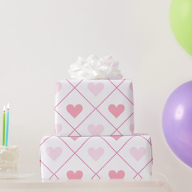 Pretty Valentines  Pink Heart  Pattern  Wrapping Paper (Party Gifts)