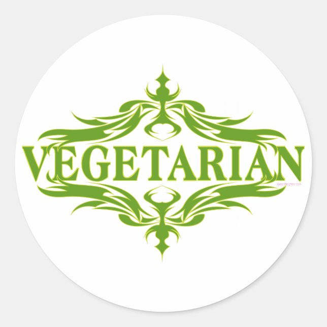 Pretty Vegetarian Design Classic Round Sticker (Front)