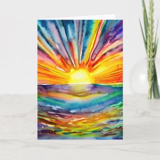 Pretty Vibrant Colourful Sunset over the Water Card