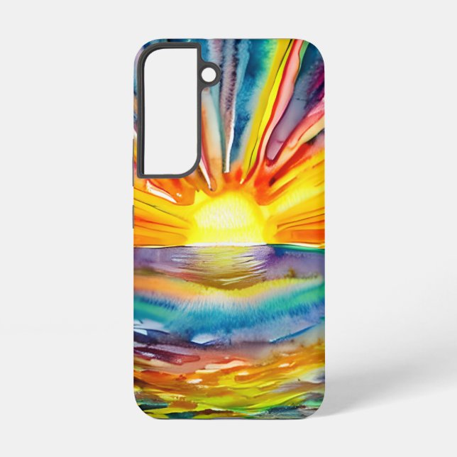 Pretty Vibrant Colourful Sunset over the Water Samsung Galaxy S22 Case (Back)