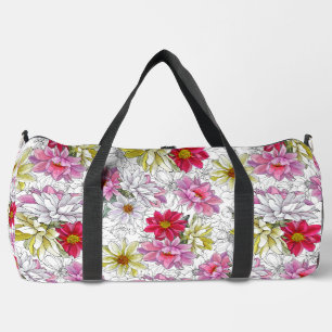 Pretty Vibrant Floral Pattern Duffel Bag
