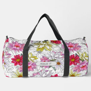 Pretty Vibrant Girly Floral Pattern Duffle Bag