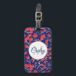 Pretty Vibrant Red Blue Floral Personalised  Luggage Tag<br><div class="desc">Modern pretty floral pattern with elegant personalisation.</div>