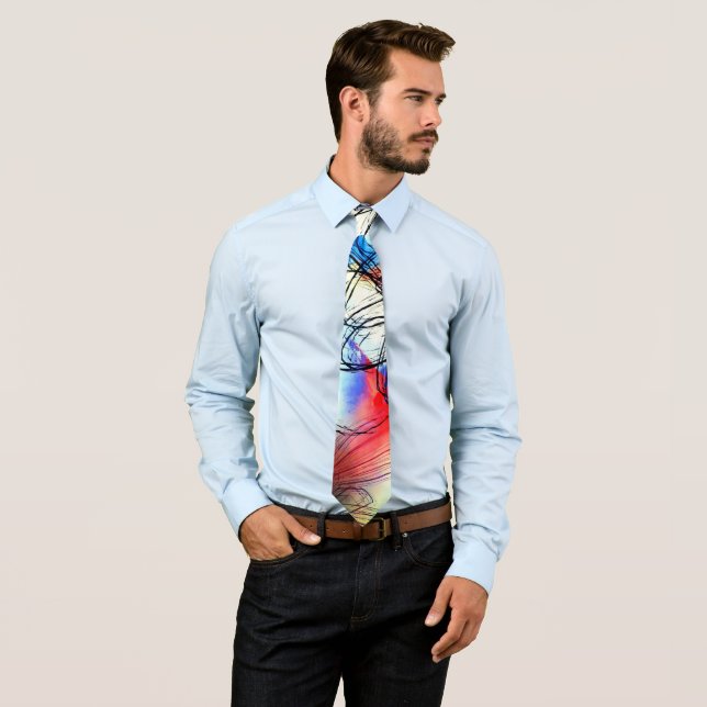 pretty vibrant watercolor Floral abstract Tie (In Situ)