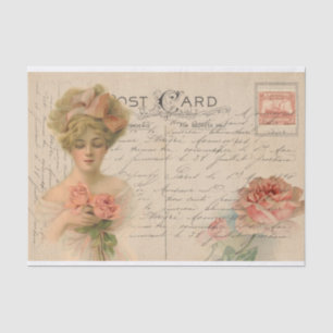 Pretty Victorian Lady Fashion Decoupage/Crafts Tissue Paper