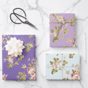 Pretty vining roses floral garden wrapping paper sheet