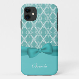 Pretty Vintage Aqua & White Lattice iPhone 5 Case