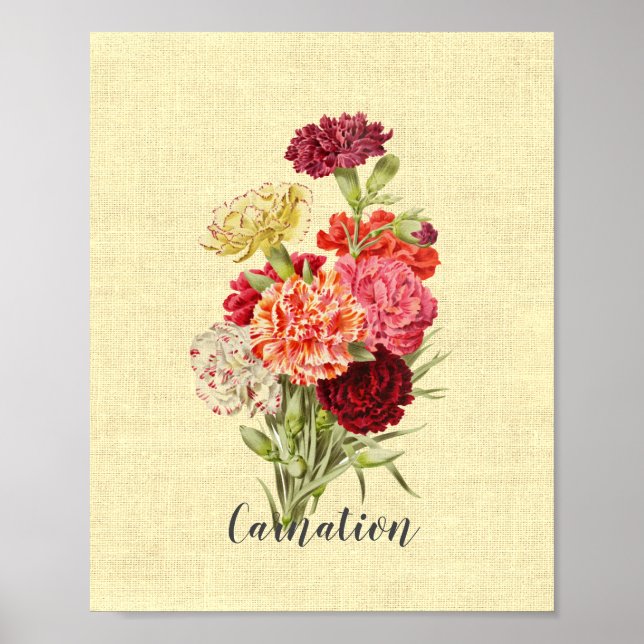 Pretty Vintage Carnation Bouquet  Poster (Front)