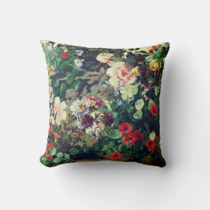 Pretty Vintage colourful flowers floral painting Cushion