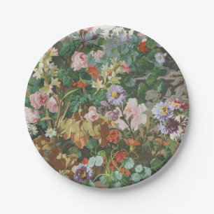 Pretty Vintage colourful flowers floral painting Paper Plate