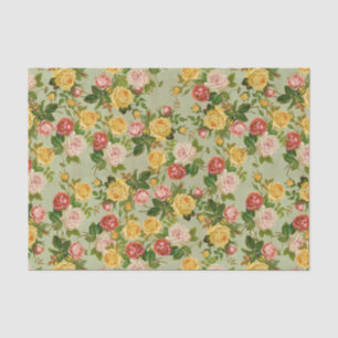 Pretty Vintage Country Floral Girly Rose Pattern Tissue Paper