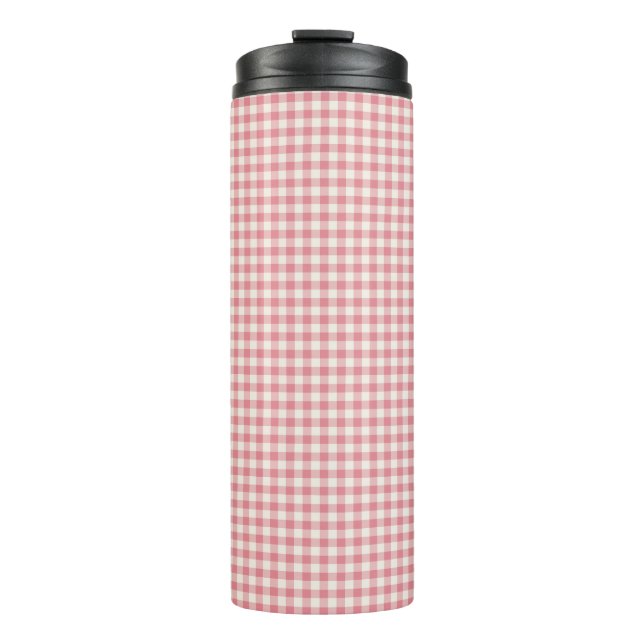 Pretty Vintage Farmhouse Gingham Pattern Thermal Tumbler (Front)