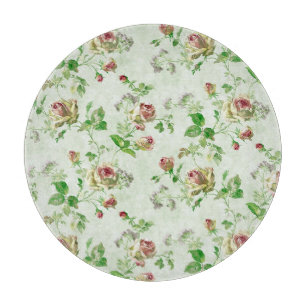 Pretty Vintage Floral Pattern Pink Roses Cutting Board