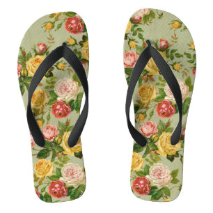 Pretty Vintage Floral Rose Pattern Girly Jandals