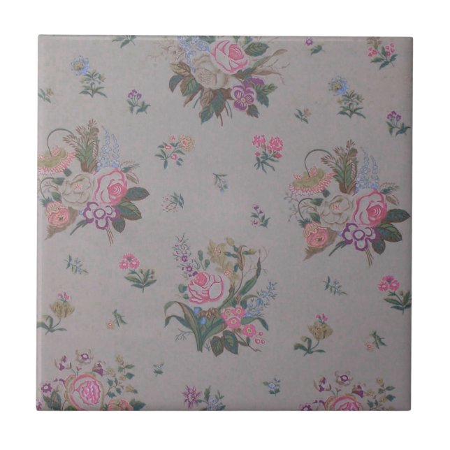 Pretty Vintage Floral Tile (Front)